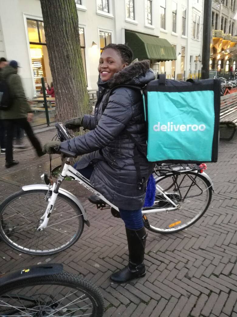 Winnie cycling in the Netherlands